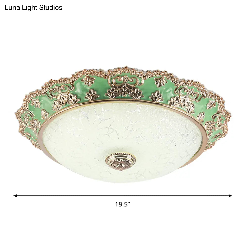 Traditional Style Green Glass Led Ceiling Light Fixture - Multiple Width Options Available