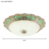 Traditional Style Green Glass Led Ceiling Light Fixture - Multiple Width Options Available