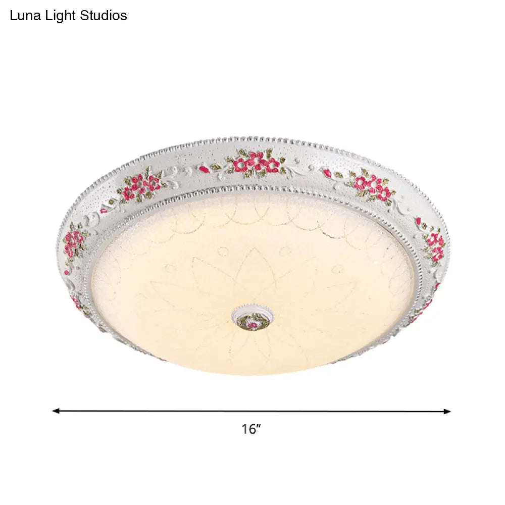 Traditional Style Led Flush Mount Ceiling Light In Cream Glass Available 3 Sizes