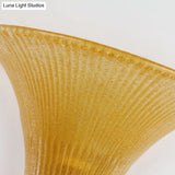 Traditional Style Yellow Glass Bell Wall Mount Sconce - 1 Light Corridor Lighting In Bronze/Gold