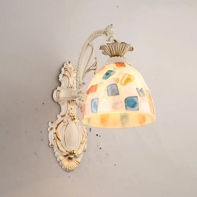 Traditional Tiffany Glass Wall Lamp With Bell Shade - Perfect For Corridor Lighting 1 / White