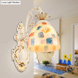 Traditional Tiffany Glass Wall Lamp With Bell Shade - Perfect For Corridor Lighting