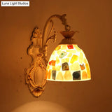 Traditional Tiffany Glass Wall Lamp With Bell Shade - Perfect For Corridor Lighting