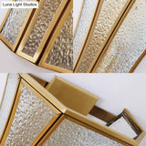 Traditional Trumpet Sconce Light With Textured Glass - Gold Wall Lamp For Living Room