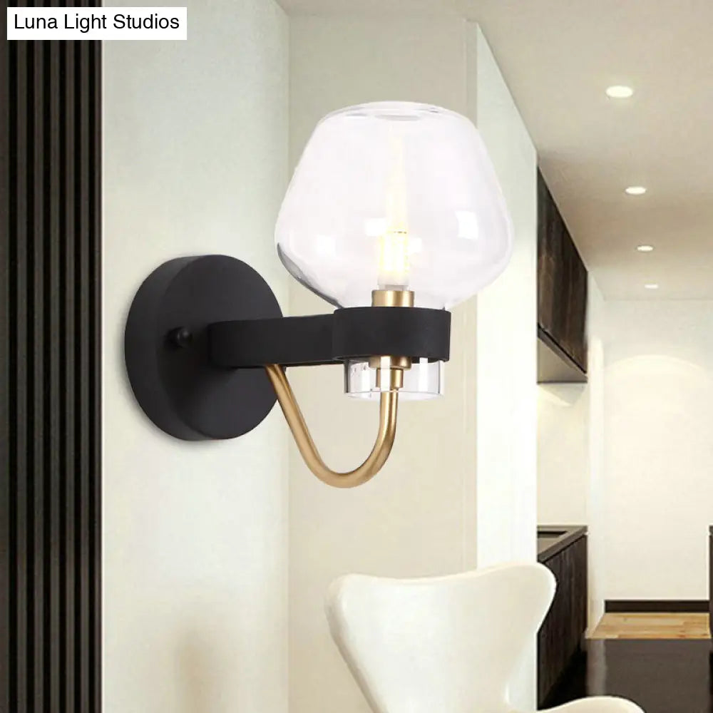 Traditional Urn Sconce Light - Clear/Amber/Smoke Gray Glass Wall Fixture For Living Room