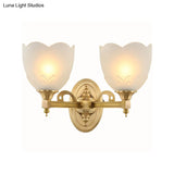 Traditional Wall Sconce With Frosted Glass And Gold Finish