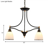 Traditional White Glass Barrel Pendant Light With 2 Lights - Black Island Hanging Lamp