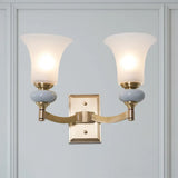 Traditional White Glass Bell Up Wall Mount Gold Lamp For Living Room 2 /