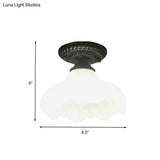 Traditional White Glass Ceiling Mounted Flush Mount Lamp For Corridor