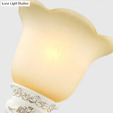 Traditional White Glass Wall Sconce Light With Scalloped Design - 1/2 Lights And Ivory Resin