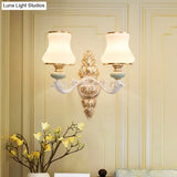 Traditional White Opaque Glass Wall Sconce For Bedroom - Curve Light