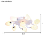 Traditional White Oval Semi Flush Light With Frosted Glass For Living Room - 4/6/8 Lights