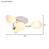Traditional White Oval Semi Flush Light With Frosted Glass For Living Room - 4/6/8 Lights