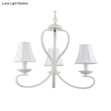 Traditional White Scalloped Chandelier - 3/6/8 Light Fabric Hanging Pendant For Living Room