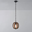 Traditional Wood Geometric Cage Pendant Light For Living Room Brown / C