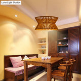 Traditional Wood Pendant Lighting: Laser Cut Bamboo Ceiling Light With 1 Bulb
