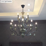 Traditional Wooden Candelabra Ceiling Chandelier For Dining Room With Curved Rustic Arm