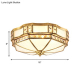 Traditional Yurt Flush Mount Lamp With Crystal Accent - 3/4/6 Lights And White Glass Ceiling