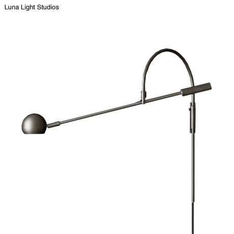 Traditionary Metal 1-Head Sconce Light Fixture For Living Room - Black/Brass/Chrome Ball Wall