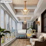 Transitional 3-Light Gold Ceiling Pendant Chandelier With Crystal Draping