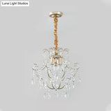 Transitional 3-Light Gold Ceiling Pendant Chandelier With Crystal Draping