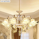 Transitional Ruffled Glass Chandelier Light For Living Room - Hanging Ceiling Fixture