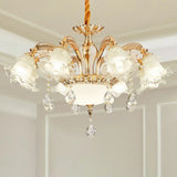 Transitional Ruffled Glass Chandelier Light For Living Room - Hanging Ceiling Fixture 8 / Gold