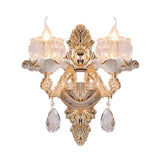 Translucent Crystal Led Wall Mount Light - Traditional White/Blue Candle Design With 1/2 Lights 2 /