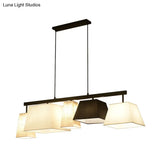 Trapezoid Fabric Hanging Lamp - 3/5 Black And White Lights Contemporary Island Light Kit