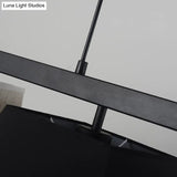Trapezoid Fabric Hanging Lamp - 3/5 Black And White Lights Contemporary Island Light Kit