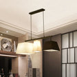 Trapezoid Fabric Hanging Lamp - 3/5 Black And White Lights Contemporary Island Light Kit 3 /