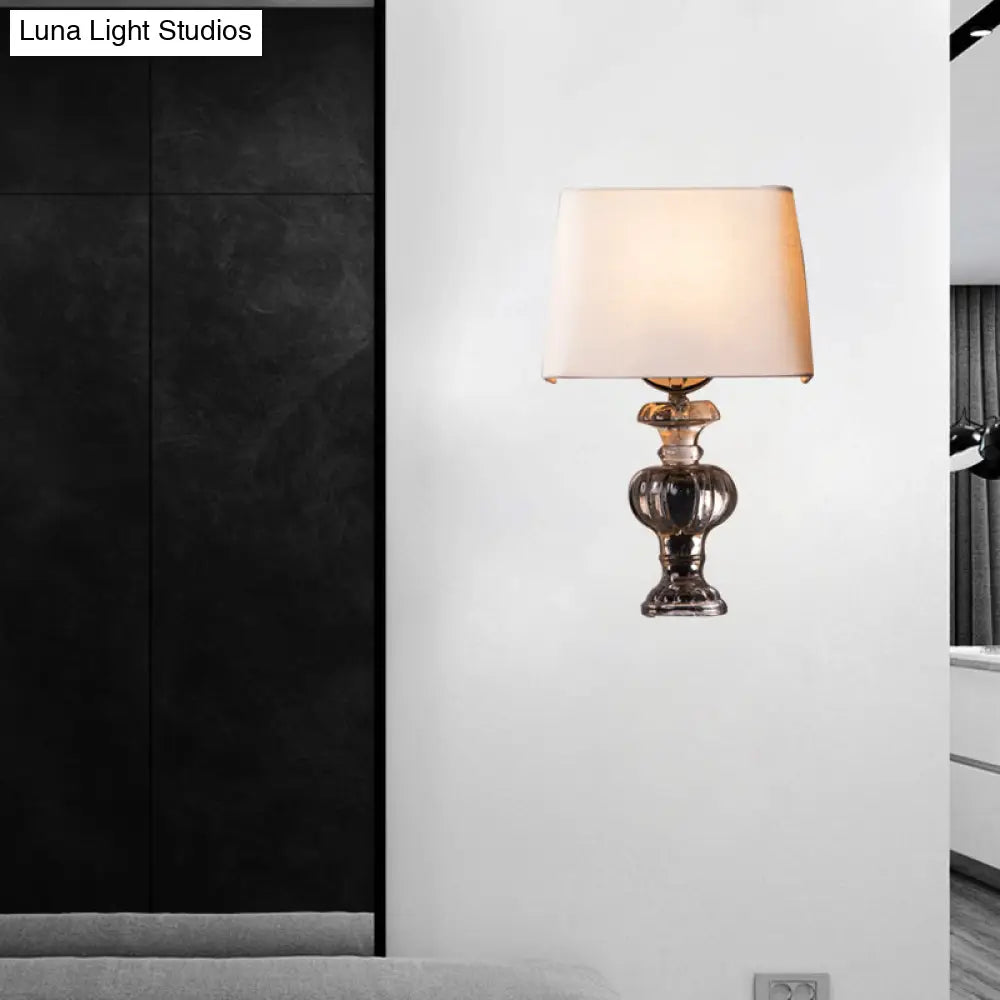Trapezoid Fabric Sconce Light In White - Modern Minimalist Wall Lighting For Bedroom