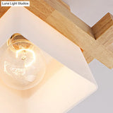 Trapezoid Opal Glass Pendant Light With Wood Deco – Japanese Style Ceiling Lamp For Bedroom