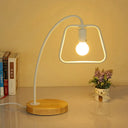 Trapezoid-Shaped Industrial Table Lighting With Metallic Frame - 1 Light Bedroom Standing In