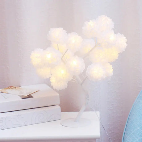 Tree Usb Table Lamp: Kid-Friendly Plastic Nightstand Led Light White / Rechargeable