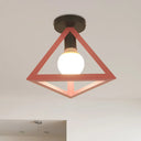 Triangle Ceiling Fixture With Cage Shade Loft - Style 1 - Bulb Metal Semi - Flush Mount Light –