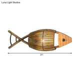 Tropical Fish Design Wall Mount Bamboo Dining Room Sconce Lighting In Wood