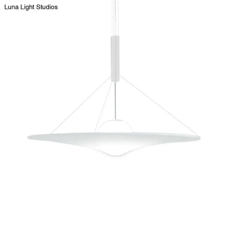 Trumpet Flared Pendant Light Fixture - Designer Cream Ball Glass White Suspension