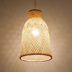 Trumpet Pendant Lighting Bamboo Wood Hanging Light Fixture / 10