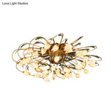 Tulip Ceiling Lamp - Led Semi Flush Light In Brass For Living Room By American Garden