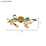 Tulip Ceiling Light: 6 - Bulb Led Semi Flush Mount In Brass For Living Room
