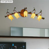 Tulip Vanity Lamp - 5-Headed Led Wall Sconce In Red/Yellow For Bathroom