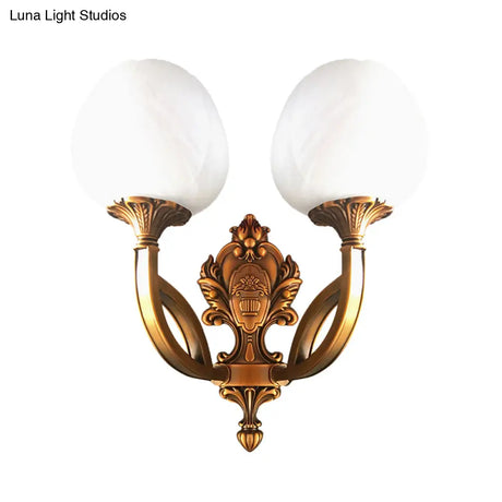 Tulip White Glass Wall Sconce - 1/2-Bulb Living Room Lighting Fixture