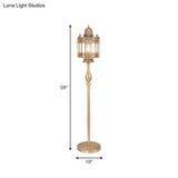 Turkish Brass Metal Lantern Floor Light - 1-Bulb Mosque Dome Stand Up Lamp For Living Room