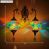 Turkish Hand-Cut Glass Wall Sconce Light Fixture - Dual Bulb Mount Lighting (White/Red/Pink)