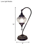 Turkish Night Lamp: Crackle Glass Bronze Desk Light With Curving Arm - 15/18/21 High