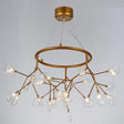 Twig Hanging Ceiling Chandelier With Glass Shade & Metal Ring - Modern Bedroom Light Fixture 27 /