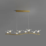 Twig Pendant Lamp With Bird Decor Gold Finish & Led Acrylic Island Light 8 /