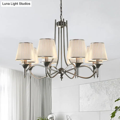 Twisted Arm Chandelier 8 Bulbs Pendant Light Kit - Traditional Metallic Design In Silver/Blue/White