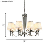 Twisted Arm Chandelier 8 Bulbs Pendant Light Kit - Traditional Metallic Design In Silver/Blue/White